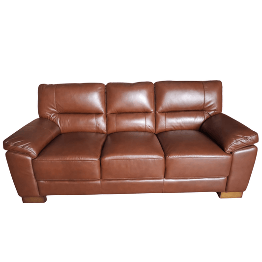 Brown leather sofa on a white background