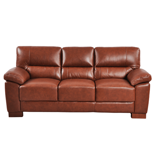 Brown leather sofa on a white background