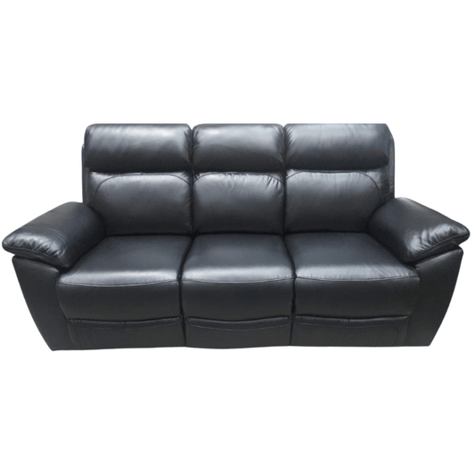 3 seater leather recliner sofa front facing.
