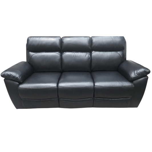Black leather sofa on a white background