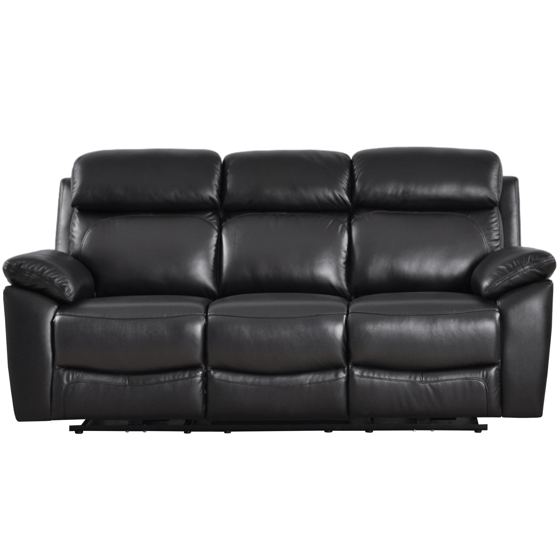 black leather 3 seater sofa on a white background
