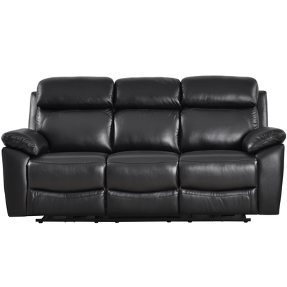 black leather 3 seater sofa on a white background
