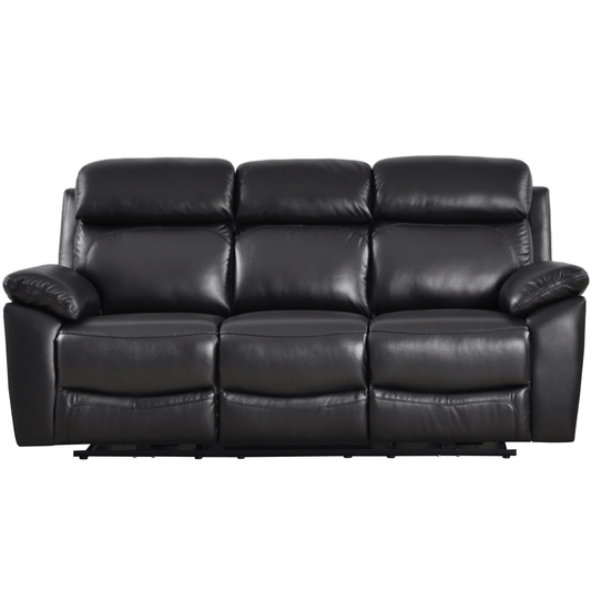 black leather 3 seater sofa on a white background