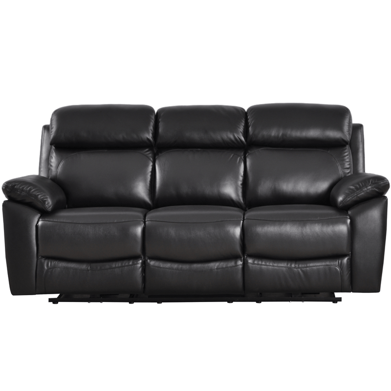 black leather 3 seater sofa on a white background