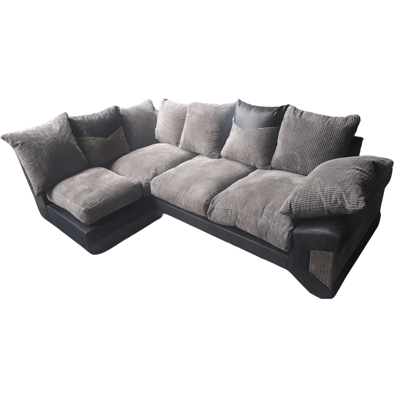 Gray sectional sofa on a white background