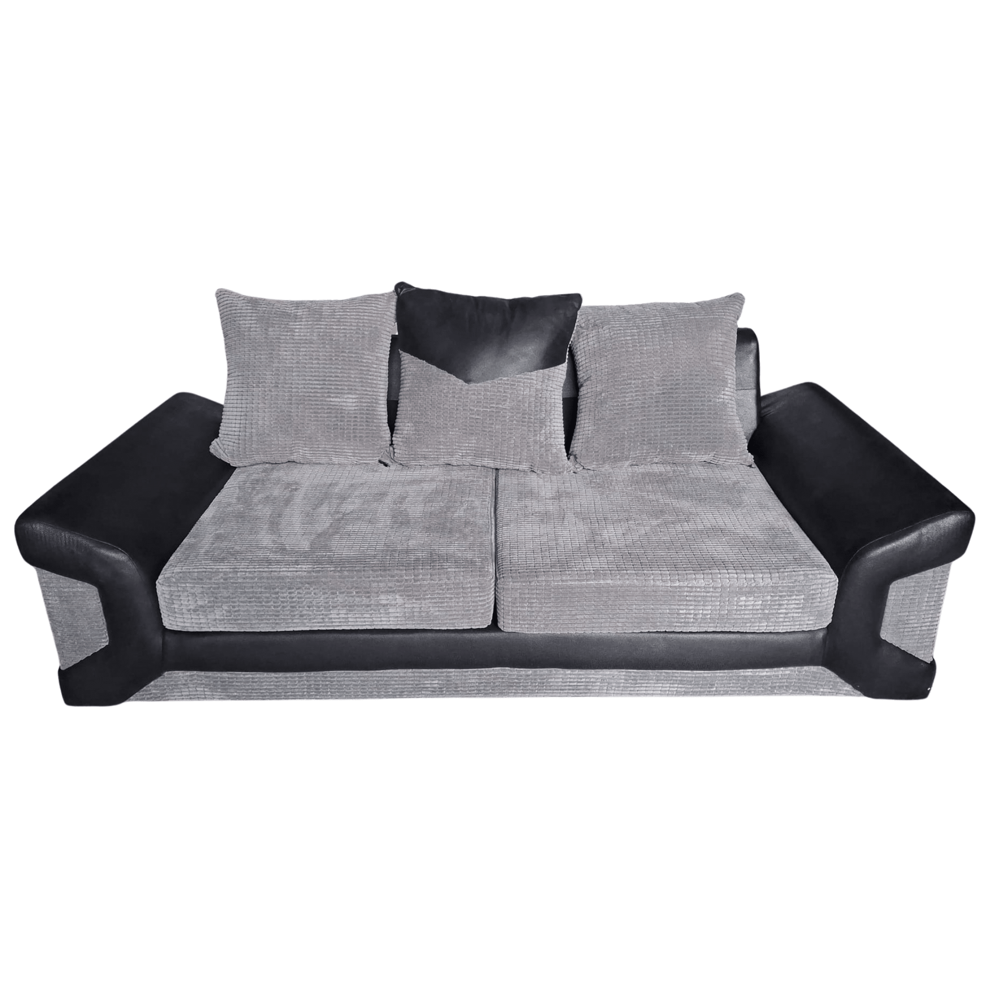 Outlet Dino Jumbo Cord Fabric Grey And Black 3 Seater Sofa - Furniture Instore