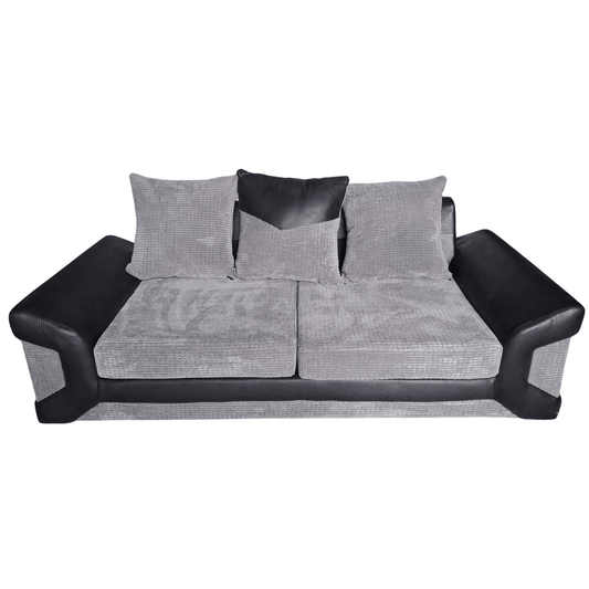 Outlet Dino Jumbo Cord Fabric Grey And Black 3 Seater Sofa - Furniture Instore