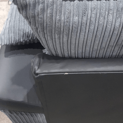 Outlet Dino Jumbo Cord Fabric Grey And Black 3 Seater Sofa - Furniture Instore