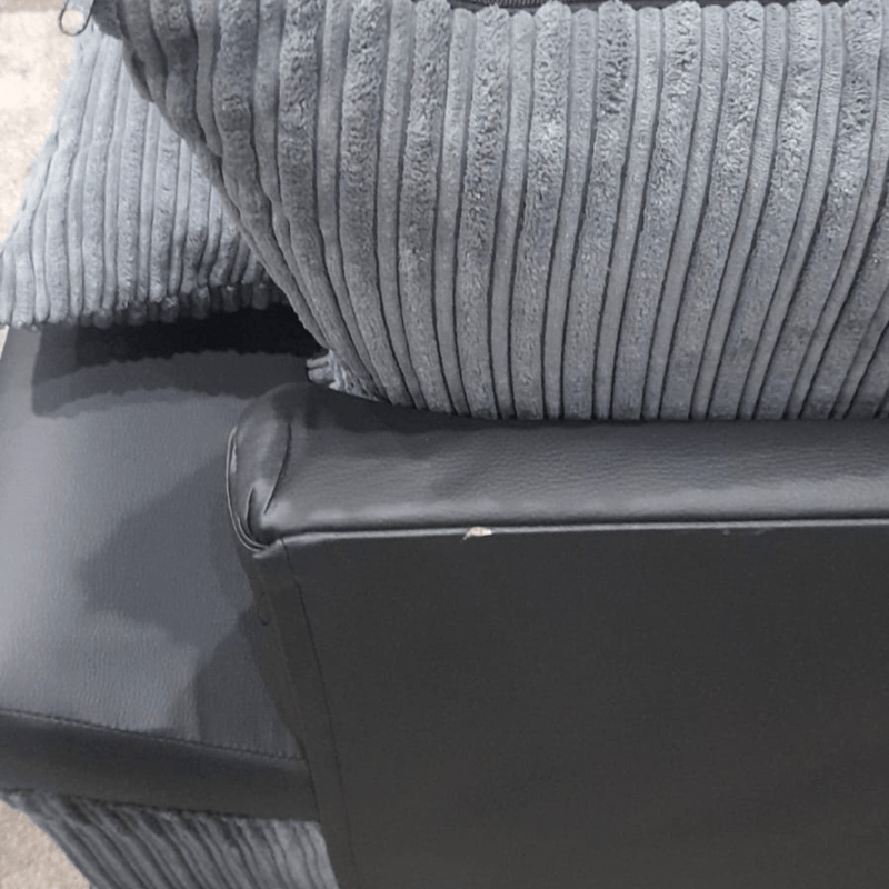 Outlet Dino Jumbo Cord Fabric Grey And Black 3 Seater Sofa - Furniture Instore