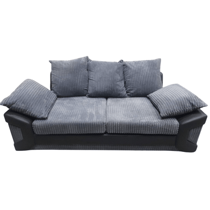 Gray sofa with cushions on a white background