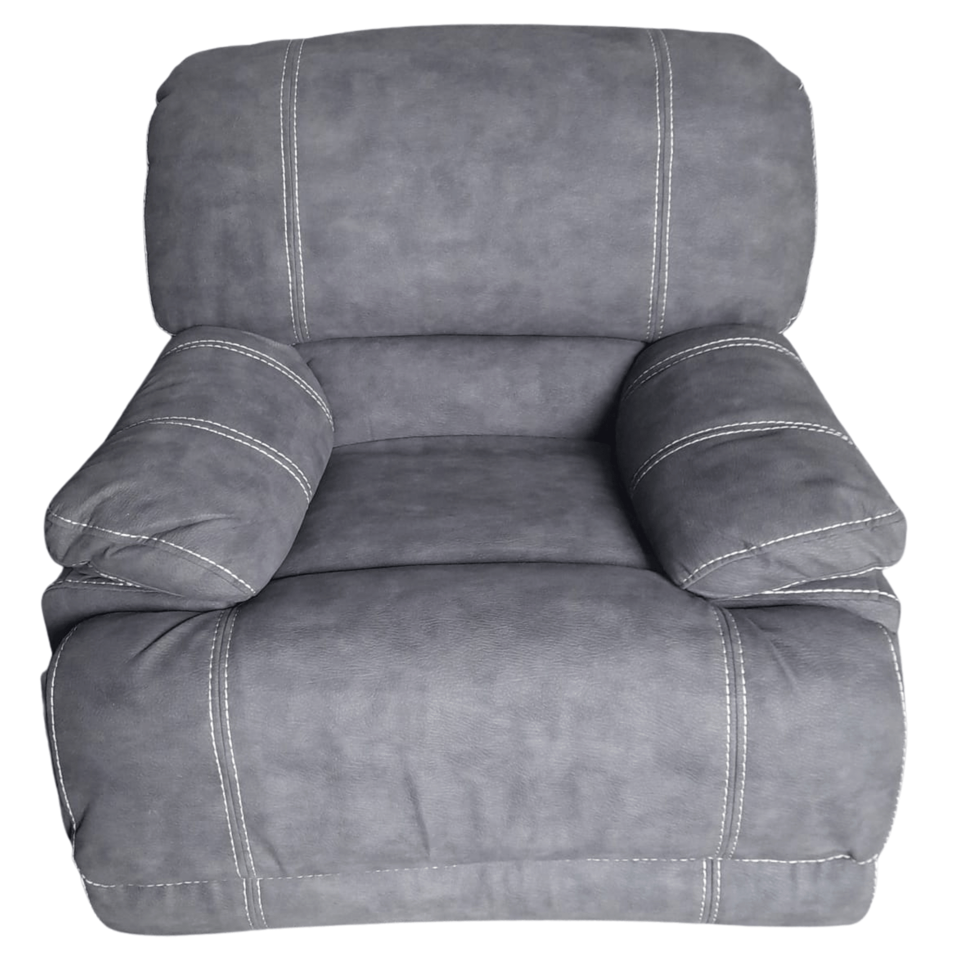 Outlet grey fabric sofa on a white background 