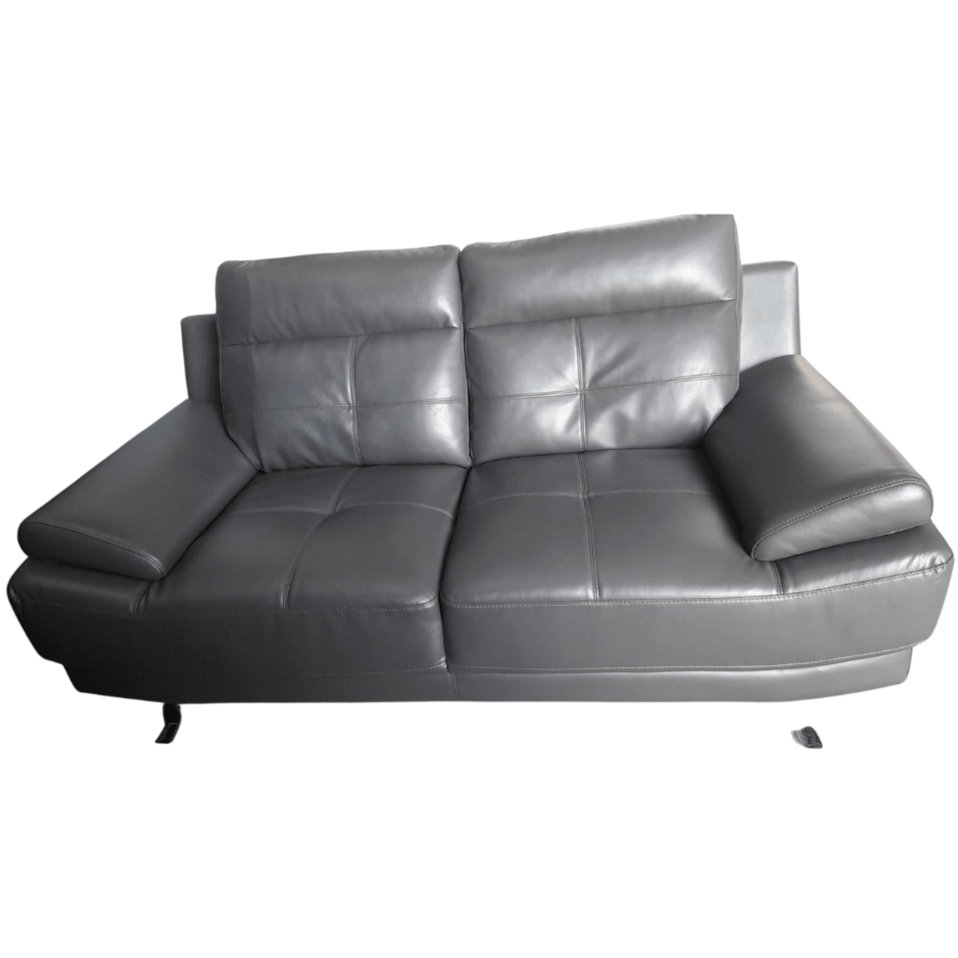 Gray leather sofa on a white background