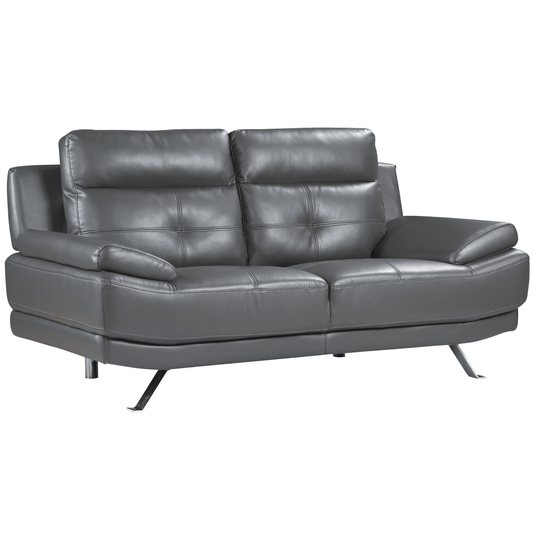 Gray leather sofa on a white background