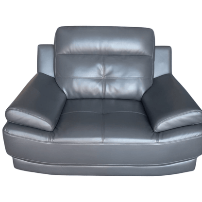 outlet grey leather armchair on a white background 