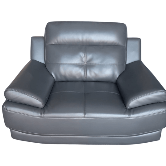 outlet grey leather armchair on a white background 