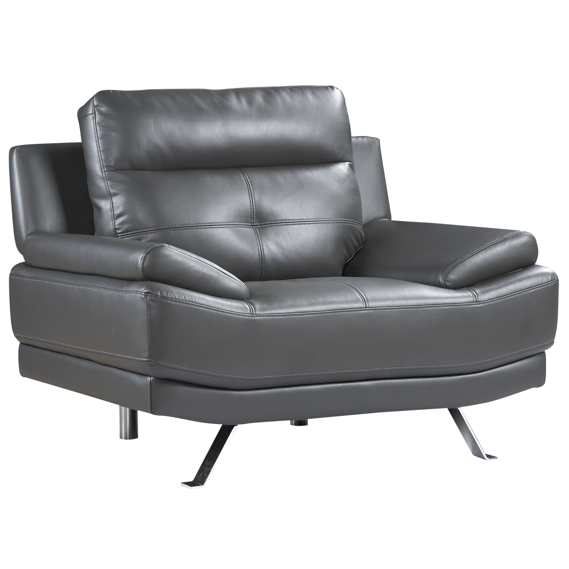 dark grey leather armchair on a white background