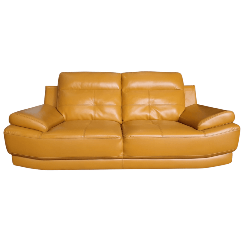 Yellow leather sofa on a white background