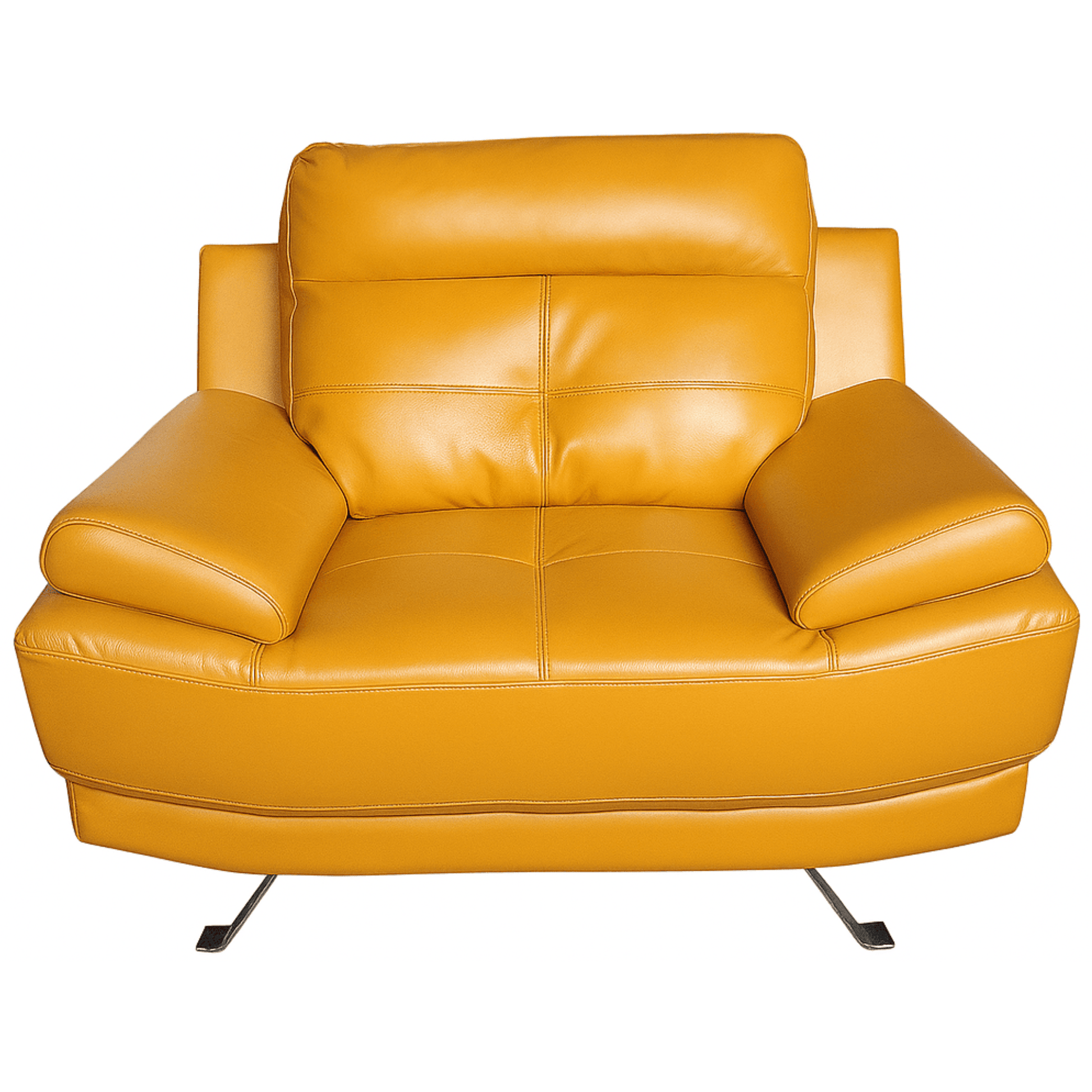 Yellow leather armchair on a white background