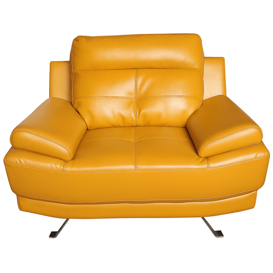 Yellow leather armchair on a white background