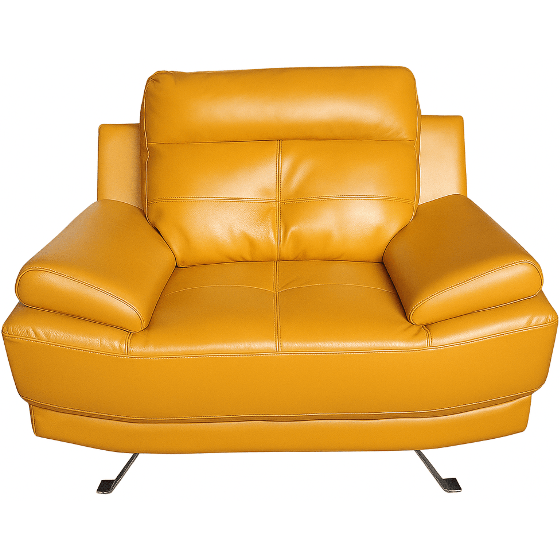 Yellow leather sofa on a white background