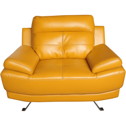 Yellow leather sofa on a white background