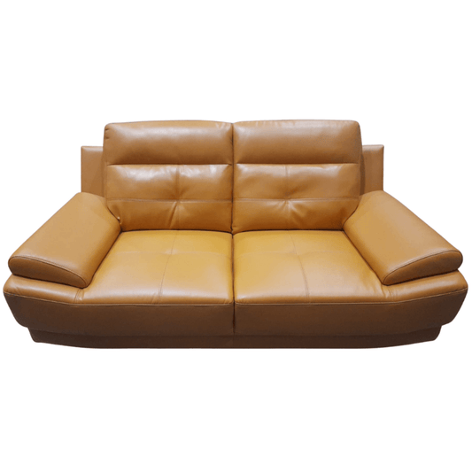 Brown leather sofa on a white background