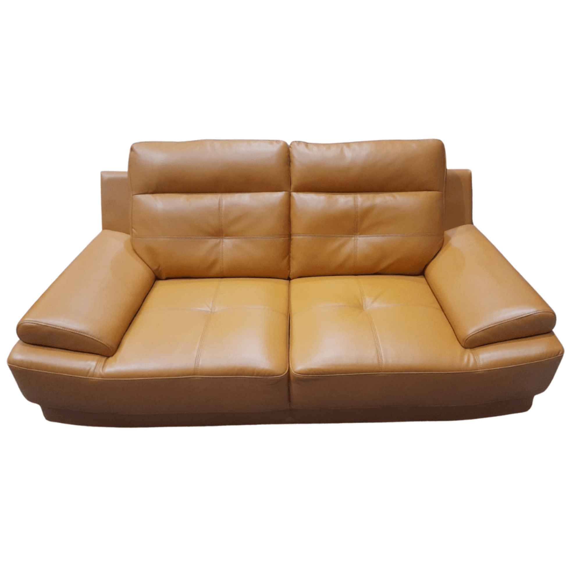 Yellow leather sofa on a white background