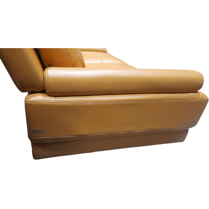 Yellow leather sofa on a white background