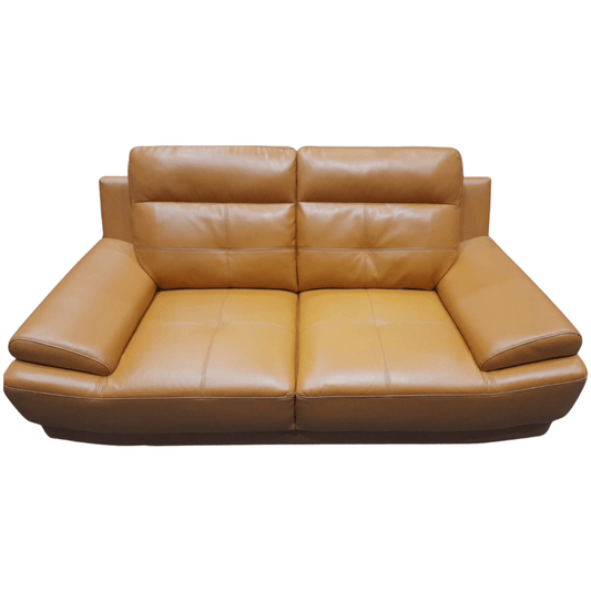 Brown leather sofa on a white background