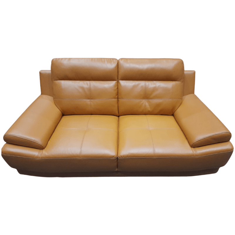 Brown leather sofa on a white background