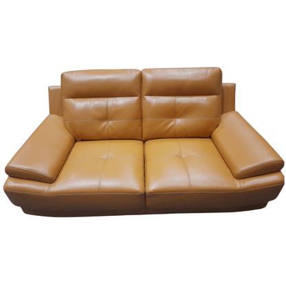 Brown leather sofa on a white background
