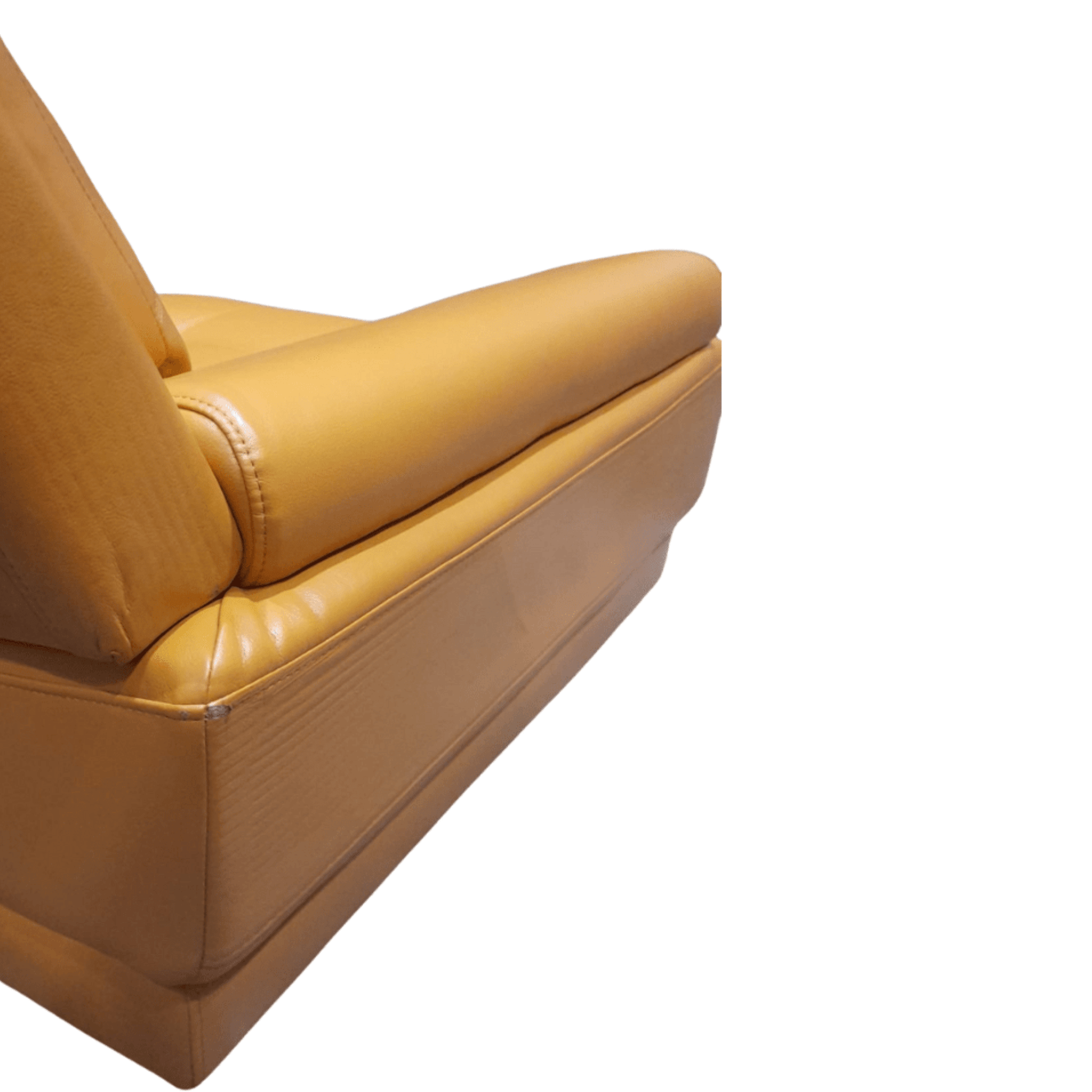 Yellow leather sofa on a white background