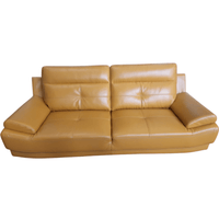 Tan leather sofa on a white background