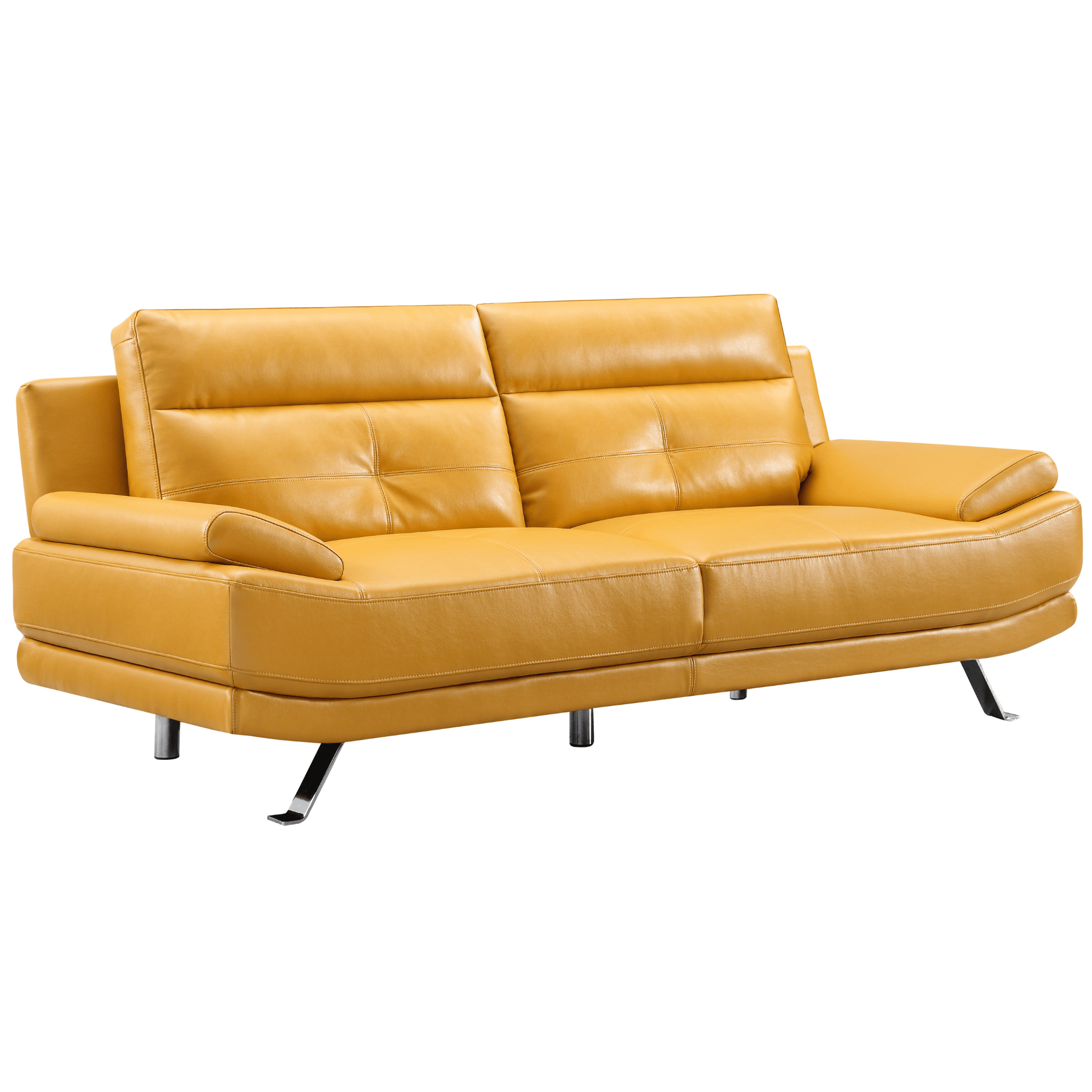 Yellow leather sofa on a white background