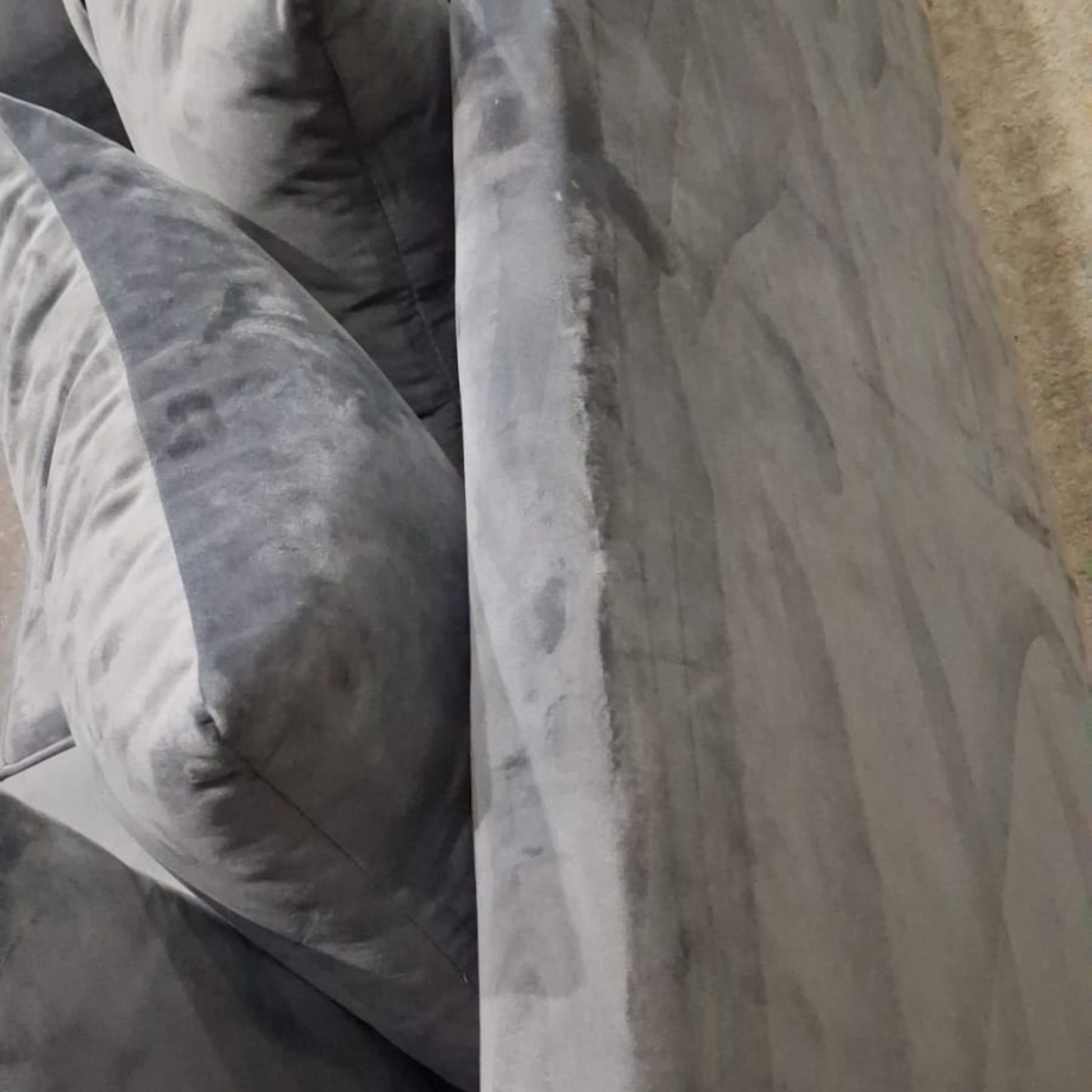Outlet Olympia Grey Fabric Velvet 3 Seater Sofa - Furniture Instore