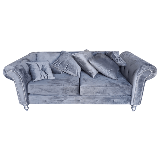 Outlet Olympia Grey Fabric Velvet 3 Seater Sofa - Furniture Instore