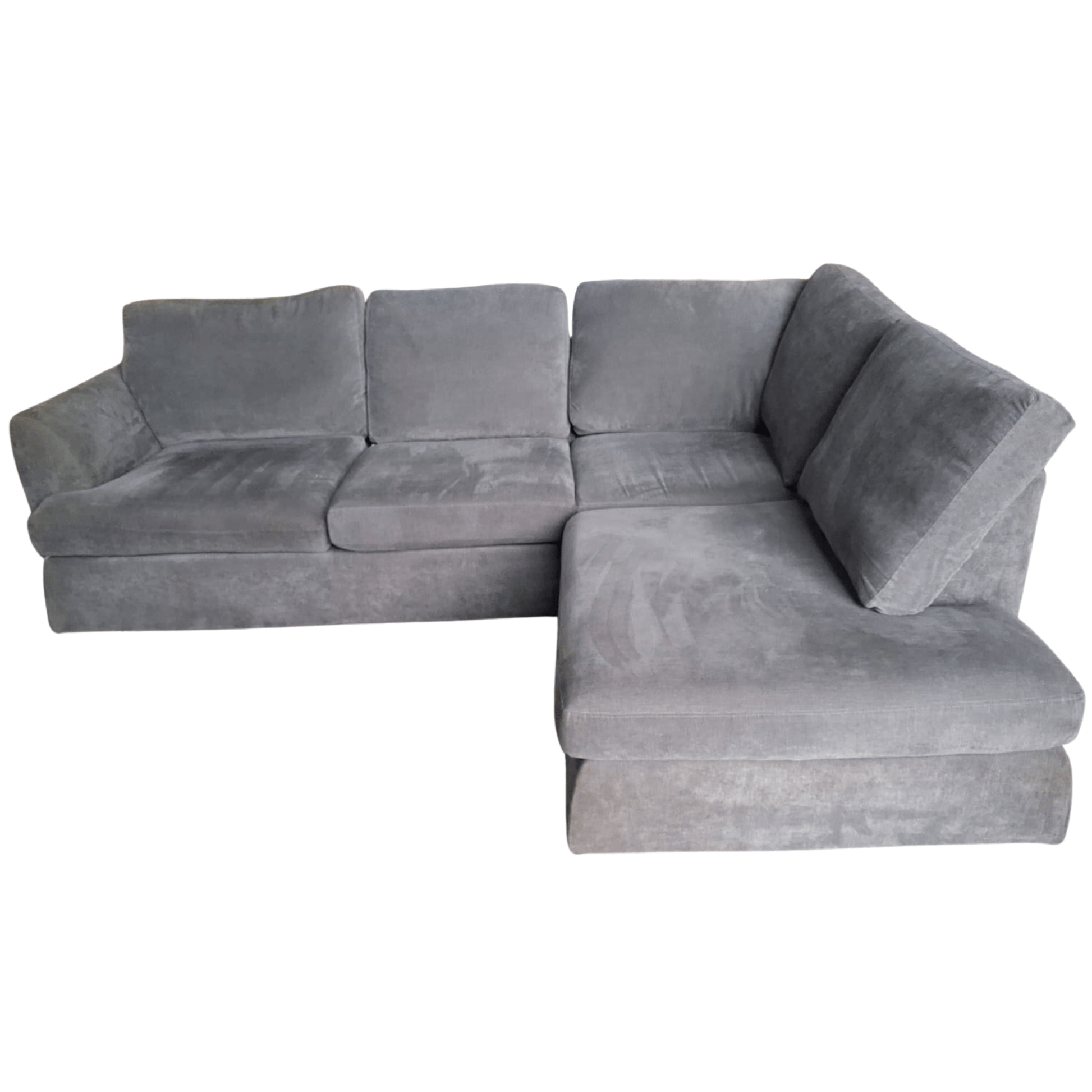 grey fabric corner sofa on a white background