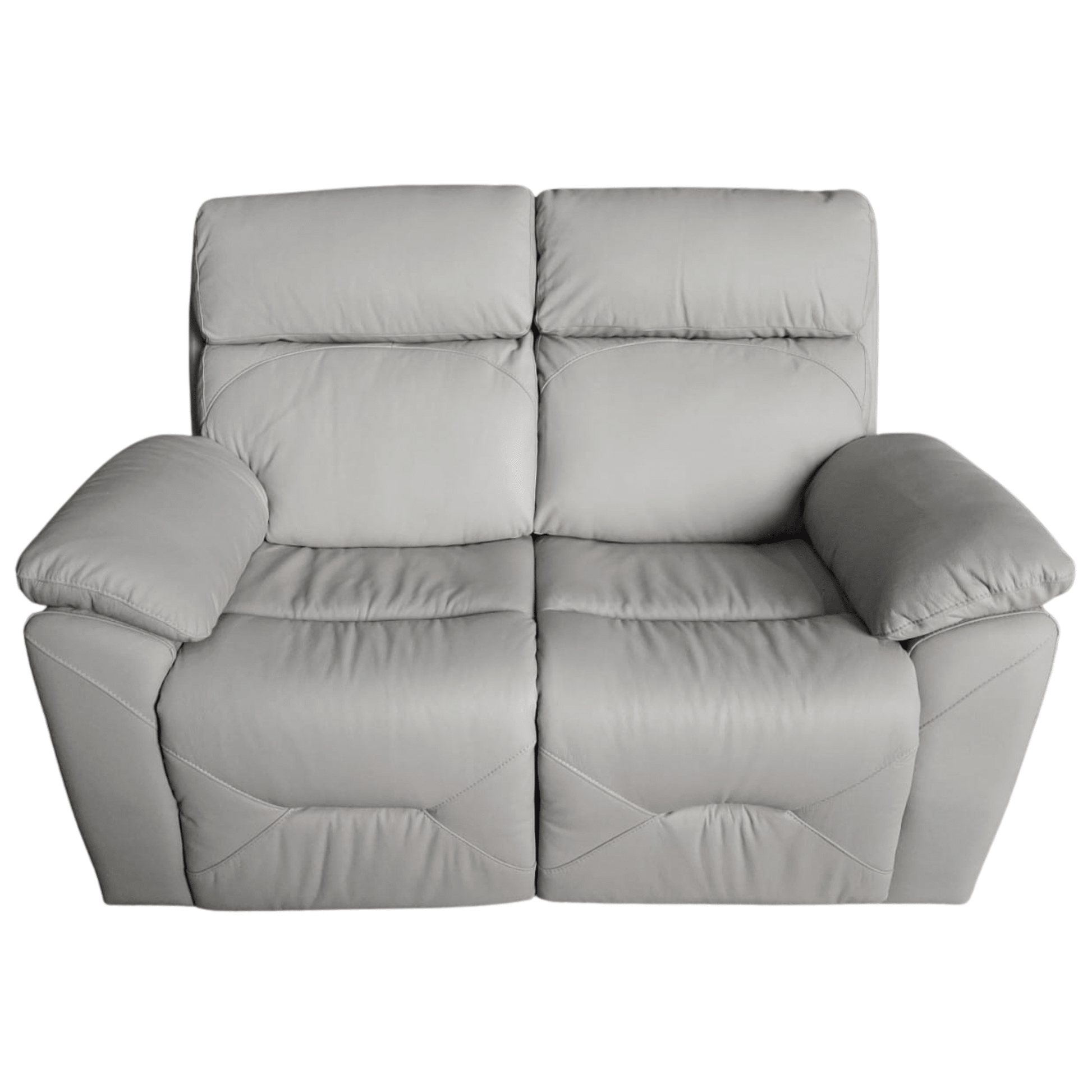 Outlet Renato Genuine Leather Light Grey Electric Power Recliner 2 Seater Sofa - Furniture Instore