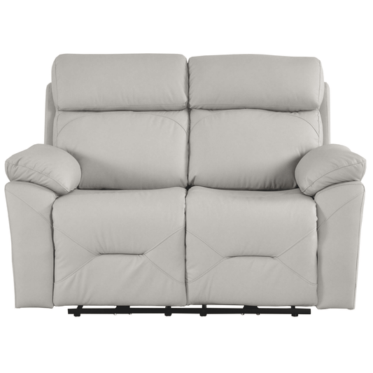 Outlet Renato Genuine Leather Light Grey Electric Power Recliner 2 Seater Sofa - Furniture Instore