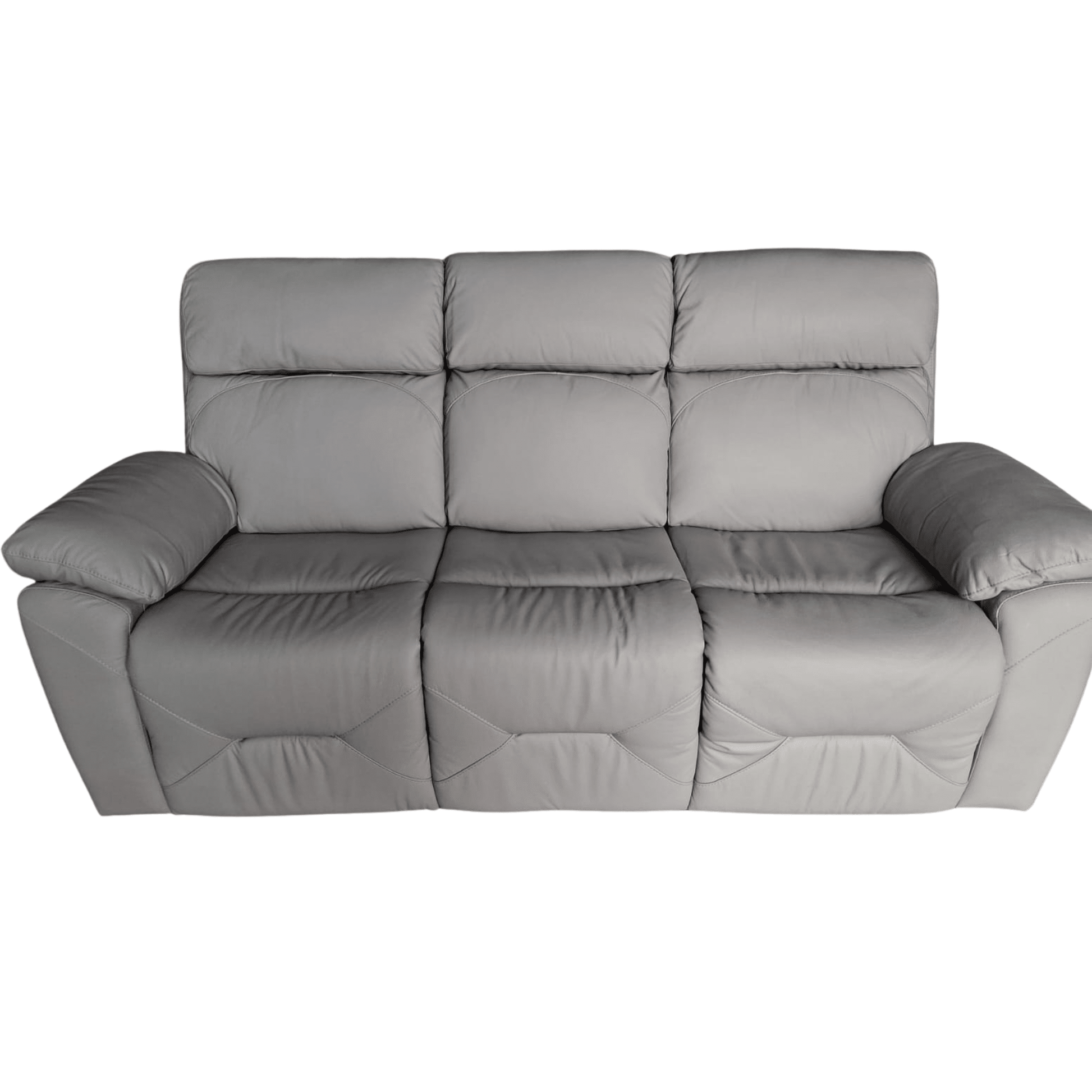 Outlet Renato Genuine Leather Light Grey Electric Power Recliner 3 Seater Sofa - Furniture Instore