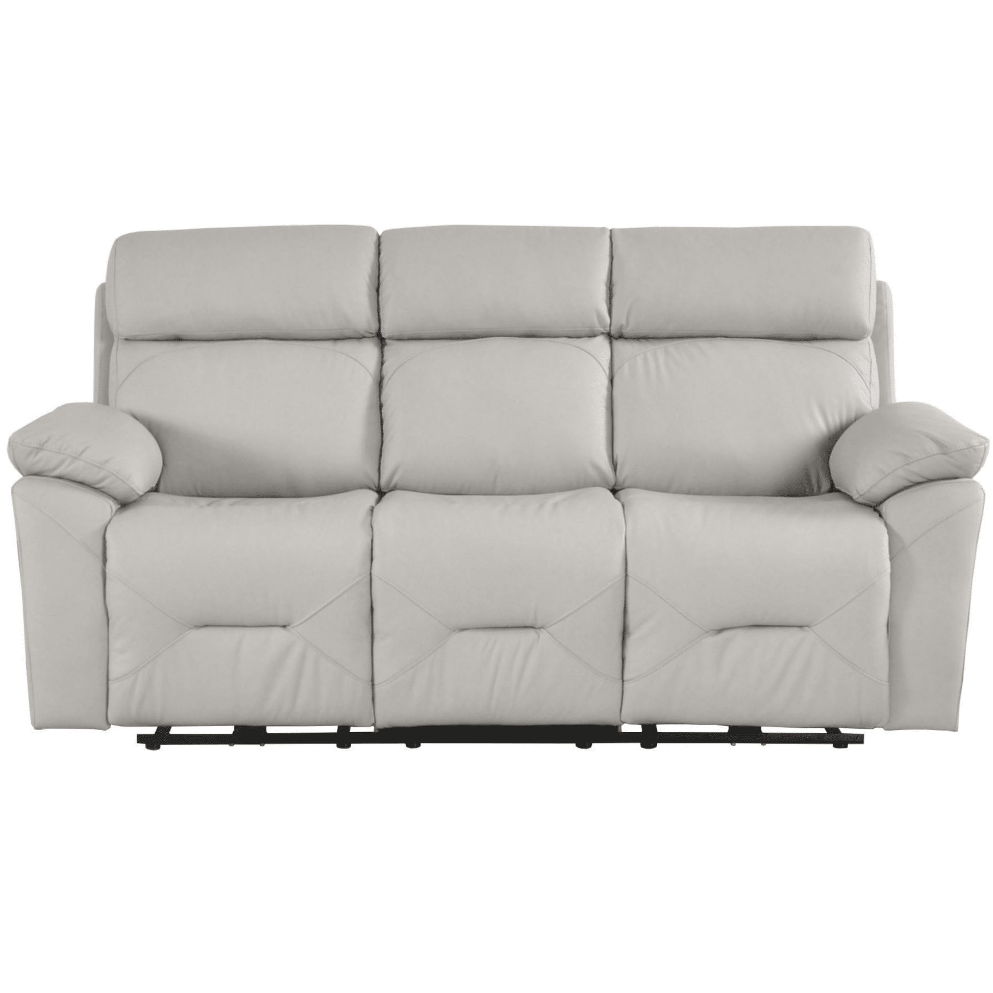 Outlet Renato Genuine Leather Light Grey Electric Power Recliner 3 Seater Sofa - Furniture Instore