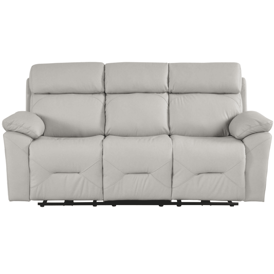 Outlet Renato Genuine Leather Light Grey Electric Power Recliner 3 Seater Sofa - Furniture Instore