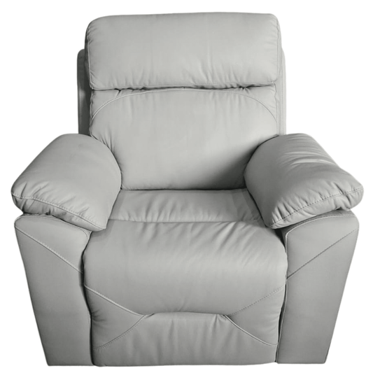 Outlet Renato Genuine Leather Light Grey Electric Power Recliner Armchair - Furniture Instore