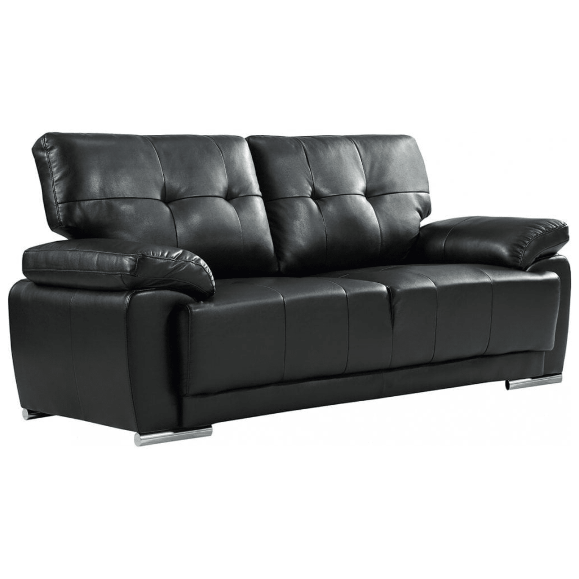 Outlet Sienna Black Leather 3 Seater Sofa Sofa - Furniture Instore