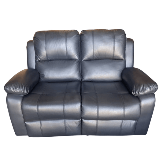 Outlet Valencia Black Leather 2 Seater Manual Recliner Sofa - Furniture Instore
