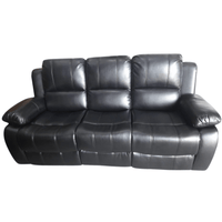 Black leather sofa on a white background