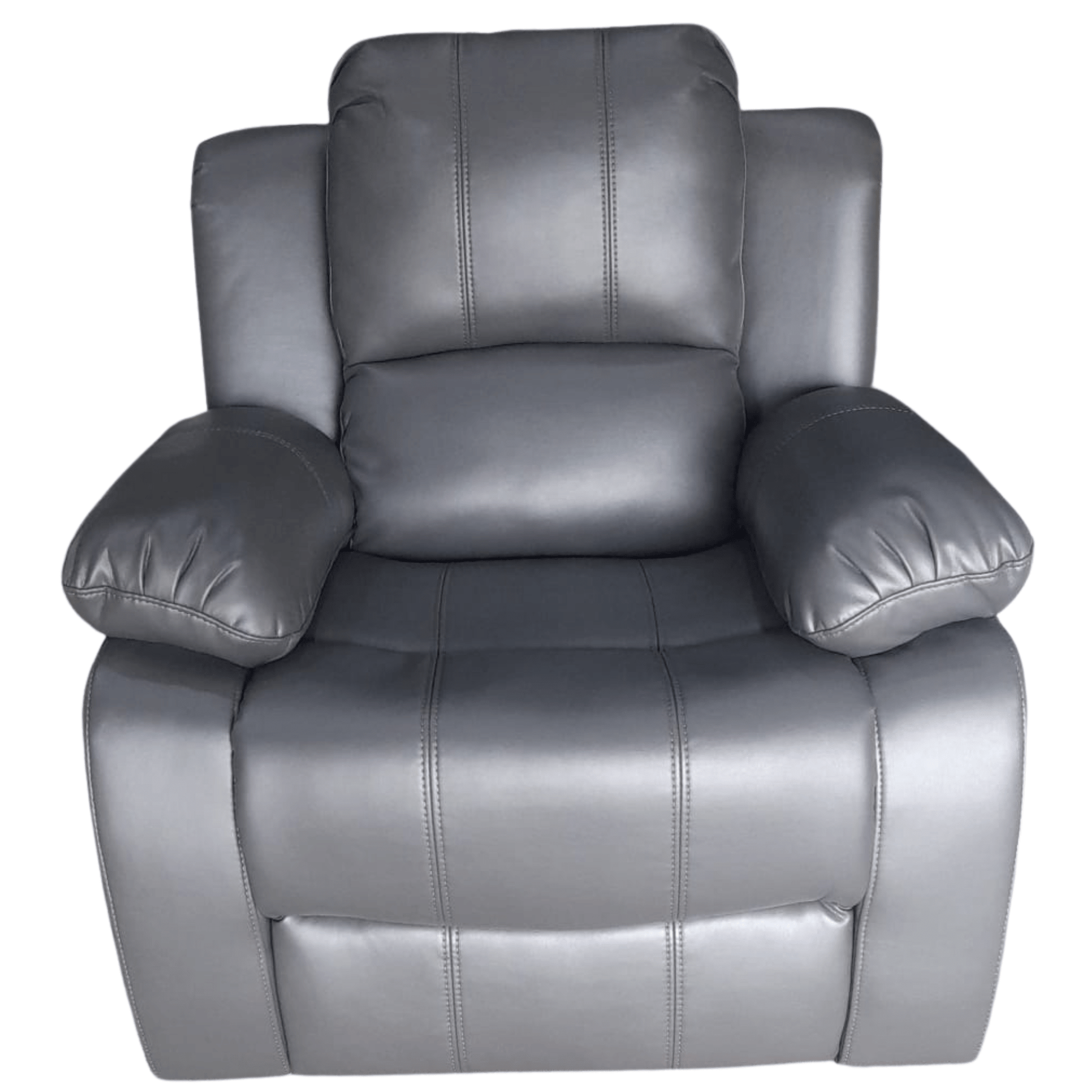 grey leather recliner sofa on white background