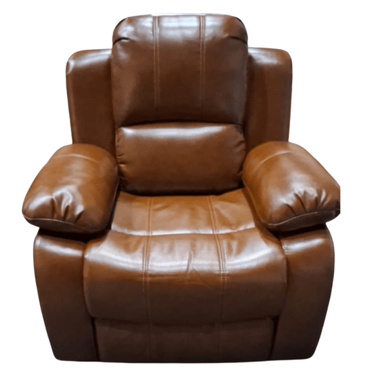 Brown leather recliner chair on a white background