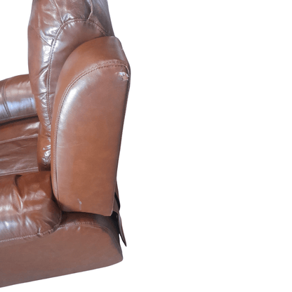 Brown leather recliner chair on a white background