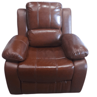 Brown leather recliner chair on a white background
